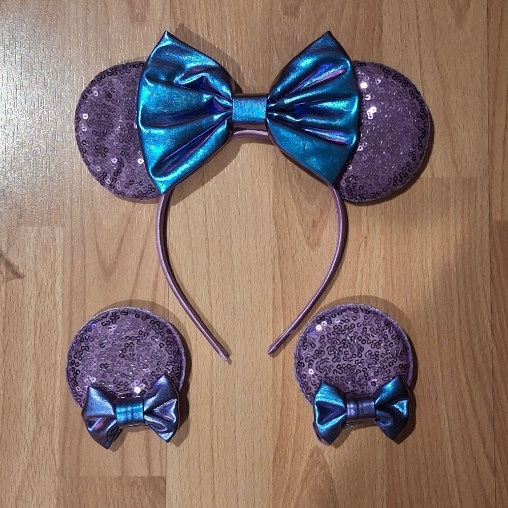 Disney Purple & Blue Mickey Ears & Mickey Hair Clips